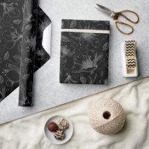 Plan floral esquissé Motif gris/noir ID939