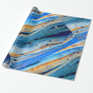 Papier Cadeau planches de bois de genévrier bleu rustique