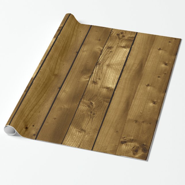Papier Cadeau Planches en bois inextricables Brown (Déroulé)