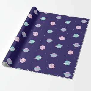 Papier Cadeau Planètes de pastel de Kawaii