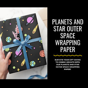 Papier Cadeau Planètes et papier d'enveloppement spatial étoile