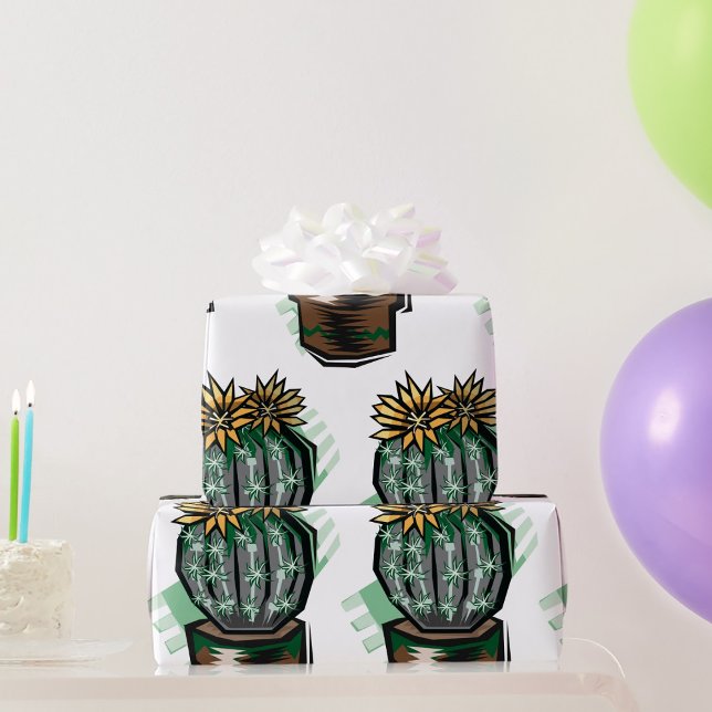Papier Cadeau Plante Cactus Dans Un Pot (Créateur téléchargé)