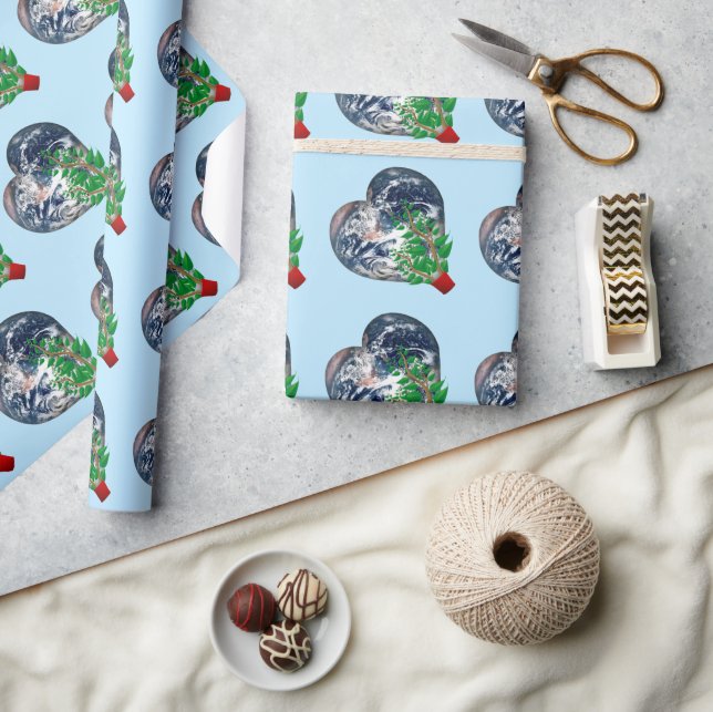 Papier Cadeau Plante grandissant avec Earth Heart (Artisanat)