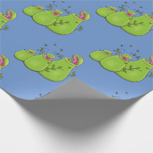Papier Cadeau Plantes à chapeau vert drôles et carnivores dessin