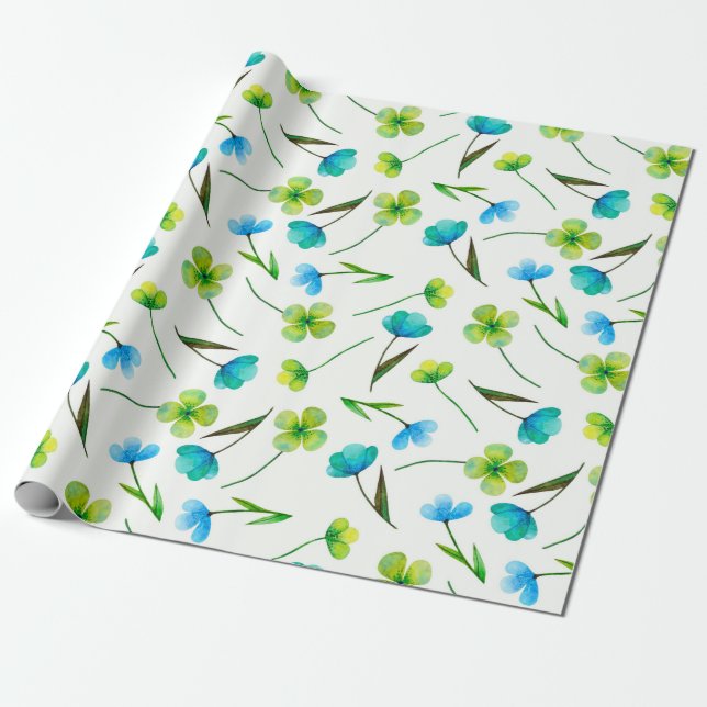 Papier Cadeau Plantes d'aquarelle Abstraits motif sans soudure (Déroulé)