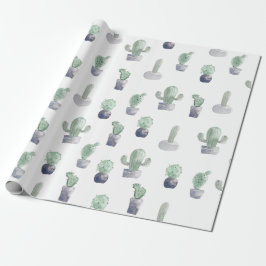 Papier Cadeau Plantes de cactus à aquarelle