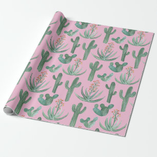 Papier Cadeau Plantes du Saguaro Cactus et de l'Aloe du désert s