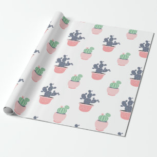 Papier Cadeau Plantes succulentes à l'aquarelle