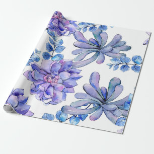 Papier Cadeau Plantes succulentes à l'aquarelle