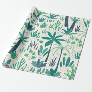 Papier Cadeau Plantes tropicaux et motifs feuille