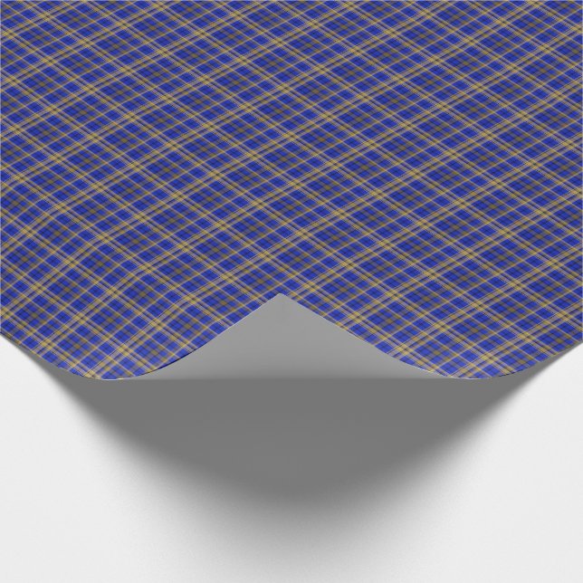 Papier Cadeau Plaque de tartan bleu et jaune. (Coin)
