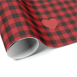Papier Cadeau Plaque rouge et noire du pays - détail du coeur