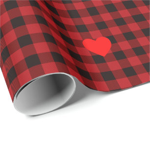 Papier Cadeau Plaque rouge et noire du pays - détail du coeur