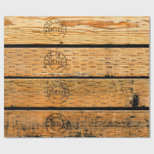 Papier Cadeau Plaques de bois estampillées "Fabriqué aux Etats