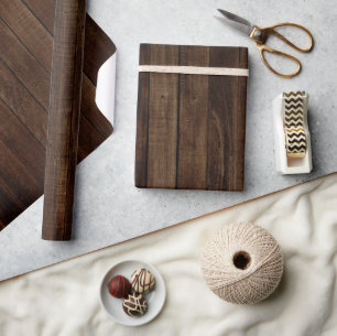 Papier Cadeau Plaques en bois foncé avec grains de bois