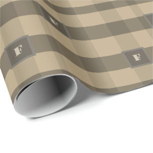 Papier Cadeau Plat À damiers Monogramme Brown Tan Beige