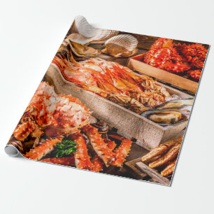 Papier Cadeau Plat de cuisine de fruits de mer en tant que dîner