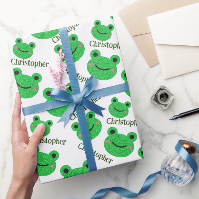 Papier Cadeau Plat Green Frog Motif Amusant (Cadeaux)