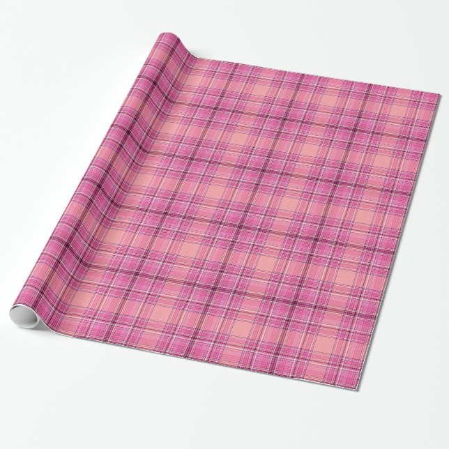 Papier Cadeau Plat rose doux En vichy Motif papier à envelopper (Déroulé)