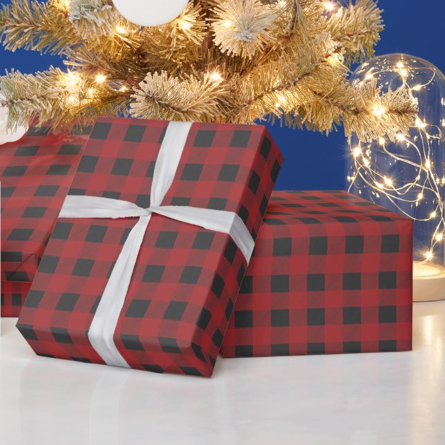 Papier Cadeau Plat traditionnel de buffle rouge et noir (Vacances)