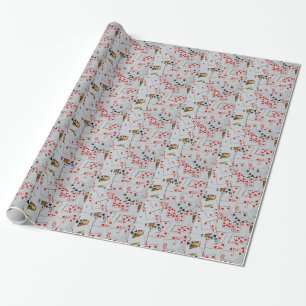 Papier Cadeau Plateau De Motif De Cartes De Jeu Éparpillées,