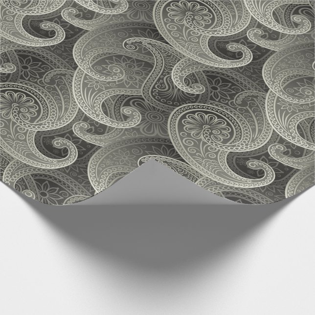 Papier Cadeau Platinum Paisley Motif intemporel (Coin)