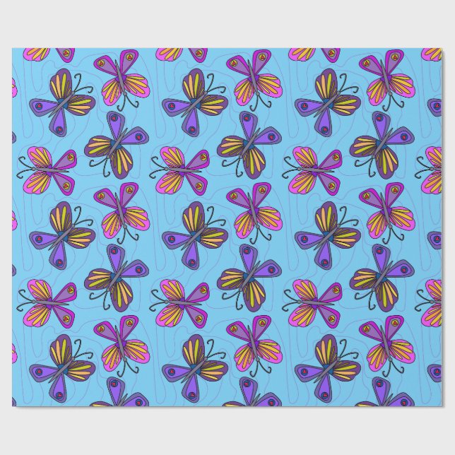 Papier Cadeau Playful Butterflies (Plat)