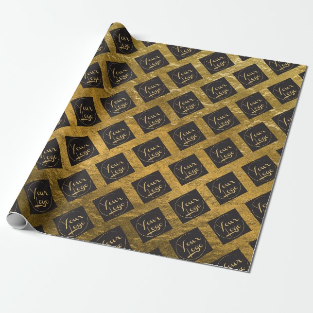 Papier Cadeau Plier d'or votre papier d'emballage de logo (Déroulé)