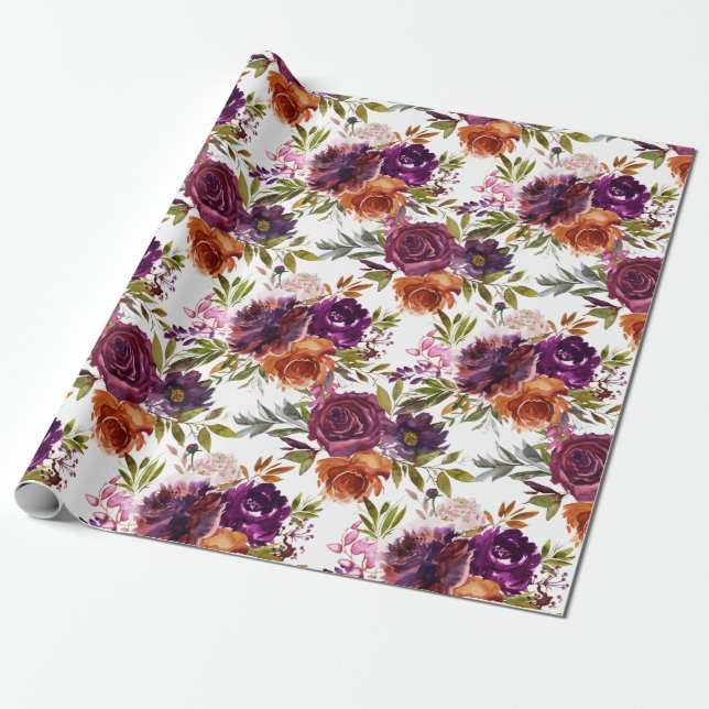 Papier Cadeau Plum et gingembre à motifs floraux (Déroulé)