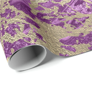 Papier Cadeau Plum mauve en pierre de marbre métallique abstrait