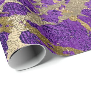 Papier Cadeau Plum violet Marbre or brillant en cuir métallique 