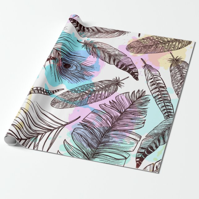 Papier Cadeau Plumes de paquetage (Déroulé)