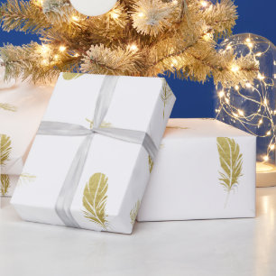 Papier Cadeau Plumes d'or