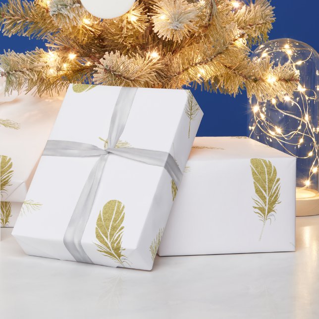 Papier Cadeau Plumes d'or (Vacances)