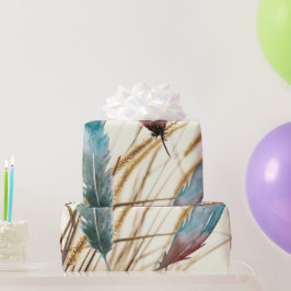 Papier Cadeau Plumes et herbe