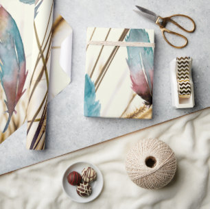 Papier Cadeau Plumes et herbe