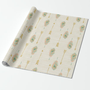 Papier Cadeau Plumes et papier en pastel d'enveloppe de cadeau