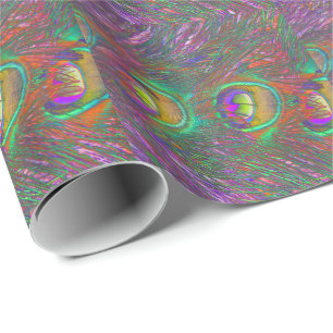 Papier Cadeau Plumes Peacock Tinsel de Noël