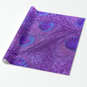 Papier Cadeau plumes pourpres de paon de parties scintillantes