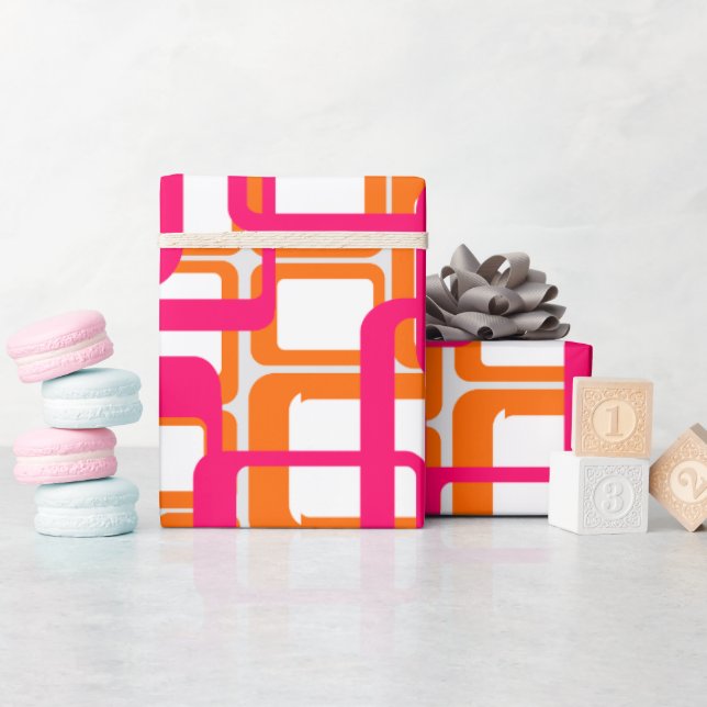 Papier Cadeau Plus Ouvert Rectangles Modernes Du Milieu Du Siècl (Baby Shower)