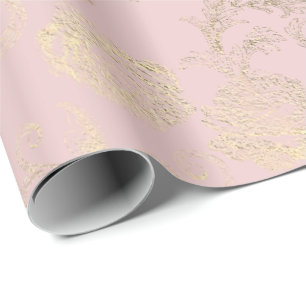 Papier Cadeau Plus rusés sensibles rougissent or rose floral de