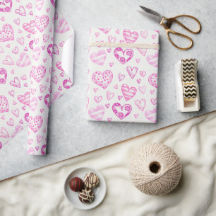 Papier Cadeau Plutôt Coeurs Roses Papier d'enveloppement romanti