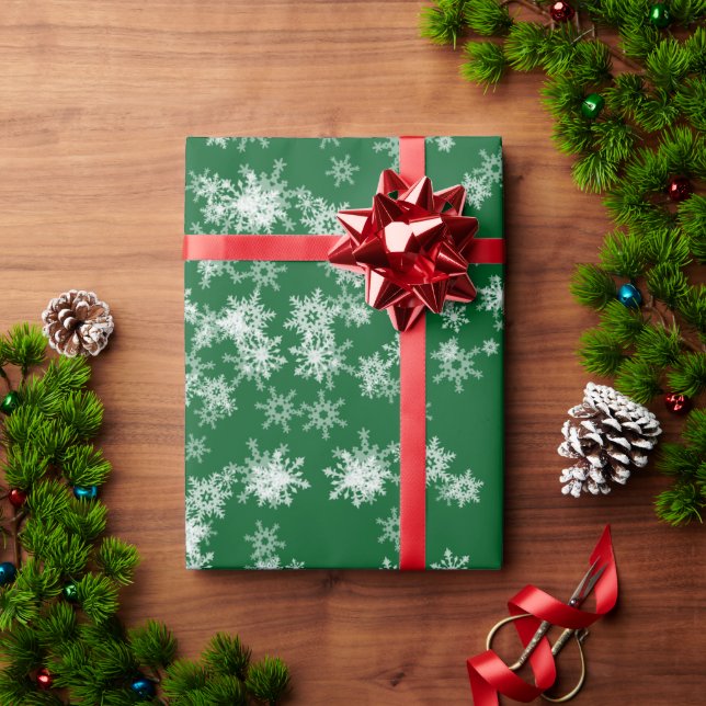 Papier Cadeau Pneus Blancs Sur Papier D'Enveloppement Vert (Cadeau de vacances)