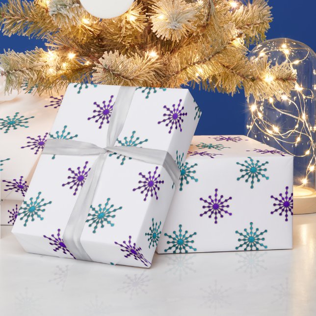 Papier Cadeau Pneus violets et aqua blancs (Vacances)