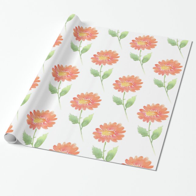 Papier Cadeau Poche aquarelle marguerite (Déroulé)
