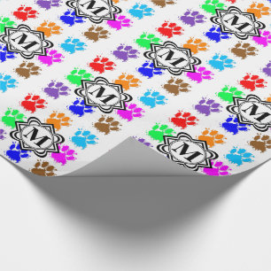 Papier Cadeau Poches De Chien En Encre Avec Monogramme
