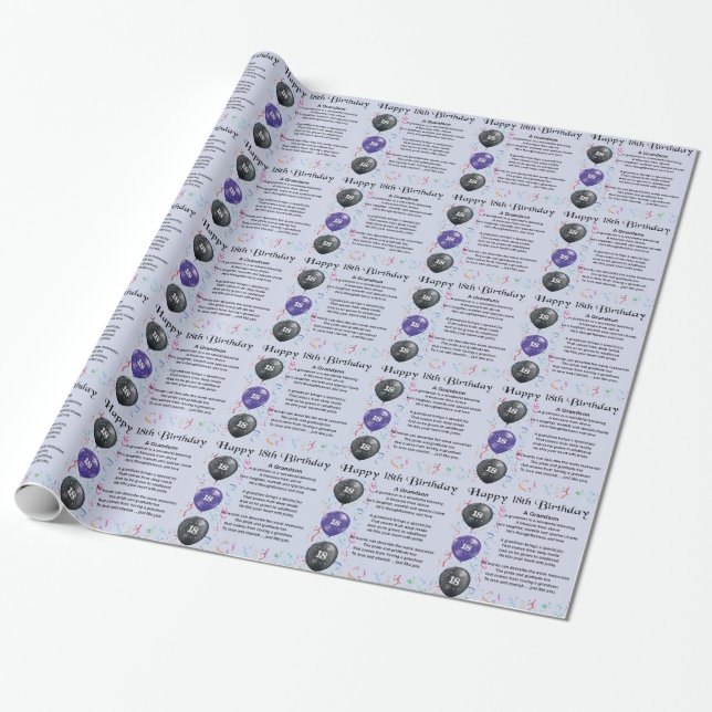 Papier Cadeau Poème de petit-fils - 18ème anniversaire (Déroulé)