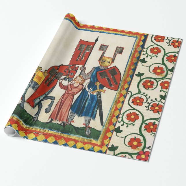 PAPIER CADEAU POÈTE ALLEMAND COMME MINIATURE MÉDIÉVALE DE LA NUI (Déroulé)
