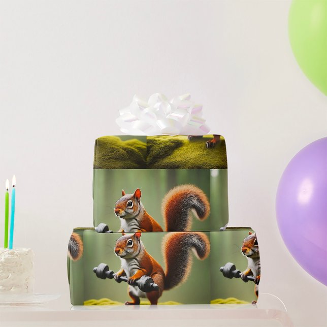Papier Cadeau Poids de levage des écureuils (Créateur téléchargé)