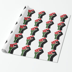 Papier Cadeau Poing vert rouge noir